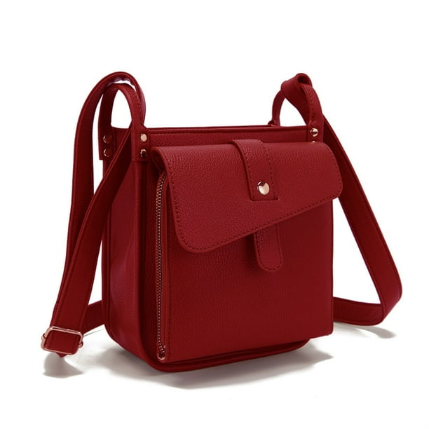 Bolso bandolera Dollver para mujer | Bolso mensajero de cuero de grano completo con billetera incorporada, correa ajustable, cremallera de metal, múltiples compartimentos, gran capacidad |