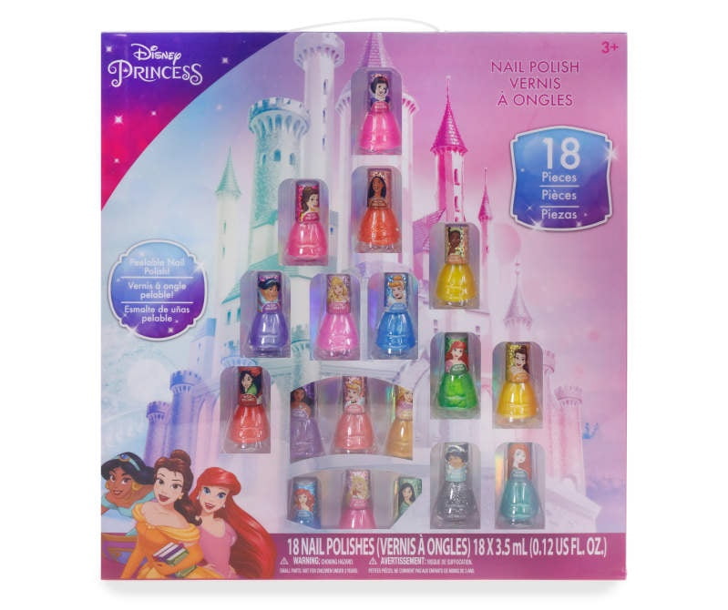 Townley Girl Disney Princess Peel-off Nail Polish Set for Girls, Opaque Colors, Ages 3+ - 18 Pack