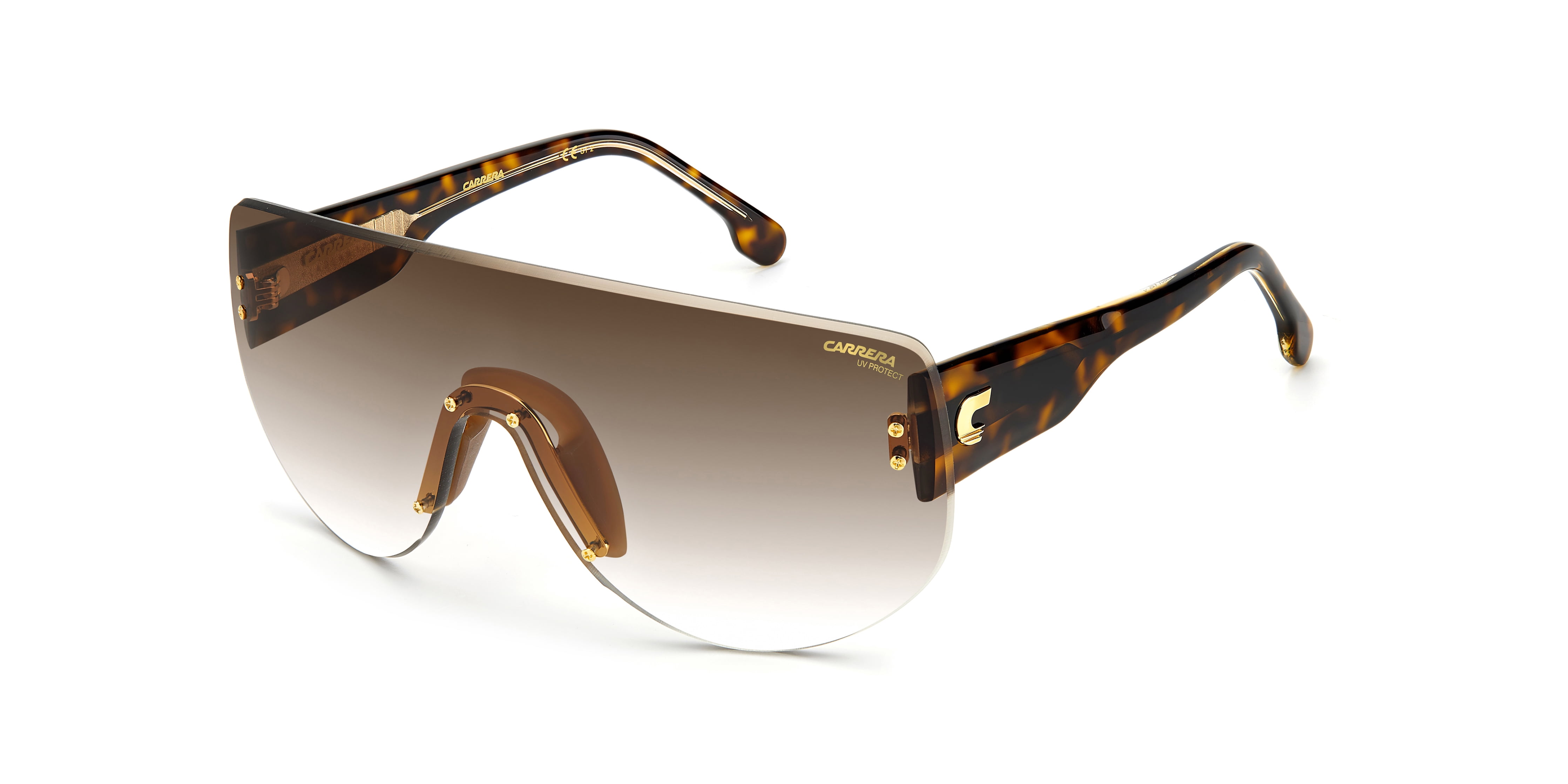 Carrera FLAGLAB 12 04CW ET Rimless Shield Sunglasses - Black / Yellow Carrera Yellow Gold Multilayer Shield Unisex Sunglasses  main image 2