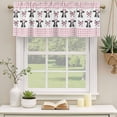 thumbnail image 3 of 2 Pack Valances for Windows, Cute Bow Cow Window Valances for Living Room/Bedroom/Bathroom, Farmhouse Cute Animals Pink Buffalo Checkered Light Filtering Kitchen Curtain Valance 42"W x12" L, 3 of 9
