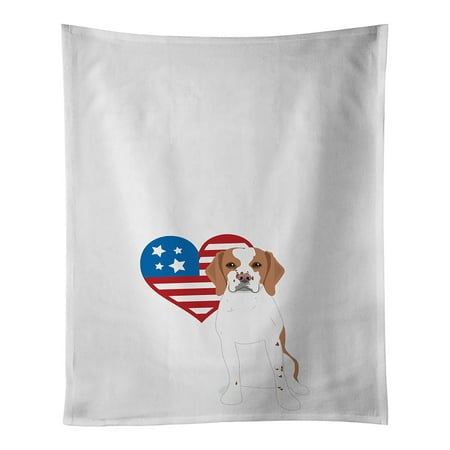 

Beagle Red and White Red Ticked #1 Patriotic White Kitchen Towel Set of 2 19 in x 28 in