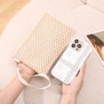 thumbnail image 4 of Straw Woven Clutch Bag with Wrist Straps Weaving Handbag Lightweight Compact Hollow Braided Handbag, 4 of 8