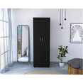 thumbnail image 4 of JERFIT Modern Slim Armoire Wardrobe with Hanging Rod, 2 Shelves for Bedroom Closet Storage, Freestanding Organizer Cabinet for Clothes, Black Finish, 4 of 7