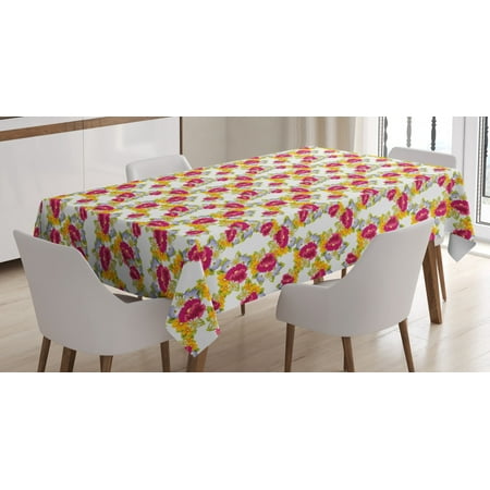 

Spring Tablecloth Lively Colored Springtime Garden with Wildflowers Bouquet Arrangement with Leaves Rectangular Table Cover for Dining Room Kitchen 60 X 84 Inches Multicolor by Ambesonne