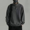thumbnail image 4 of Sudaderas para hombre Top sin capucha Ropa para hombre Jersey liso Polar con media cremallera Sudadera divertida Harajuku Moda Otoño Emo, 4 of 5