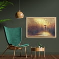 thumbnail image 2 of Modern Wall Art with Frame, Silhouette of Lonely Woman Under Rain with Umbrella Dramatic Paint Picture, Printed Fabric Poster for Bathroom Living Room, 35" x 23", Pale Caramel Yellow, by Ambesonne, 2 of 2