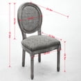 thumbnail image 7 of French Style Dining Chairs Set of 2, Linen Fabric Dining Chair with Rattan Back and Solid Leg, Wooden Farmhouse Side Chairs for Kitchen, Living Room, Olive Green, 7 of 7