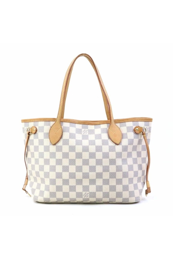 Pre-Owned Louis Vuitton Neverfull PM Damier Azur Canvas Tote Bag, Gold, Women's, e61801a