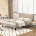 thumbnail image 2 of VECELO Upholstered Platform Bed with Height Adjustable Tufted Button Headboard, Queen, Beige, 2 of 10