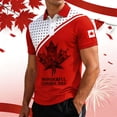 thumbnail image 2 of XIAOCHA Men's Canada Heritage Graphic Polo Shirt Short Sleeve Stand Collar Pullover Top Breathable Cultural Patriotic Polos, 2 of 5