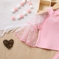 thumbnail image 3 of LYMAYTER Kids Girls Spring Fal Knit Outfits 2 PCS Toddler Mesh Flared Sleeve T-Shirt + Flare Leg Pants for 18M-6T, 3 of 9