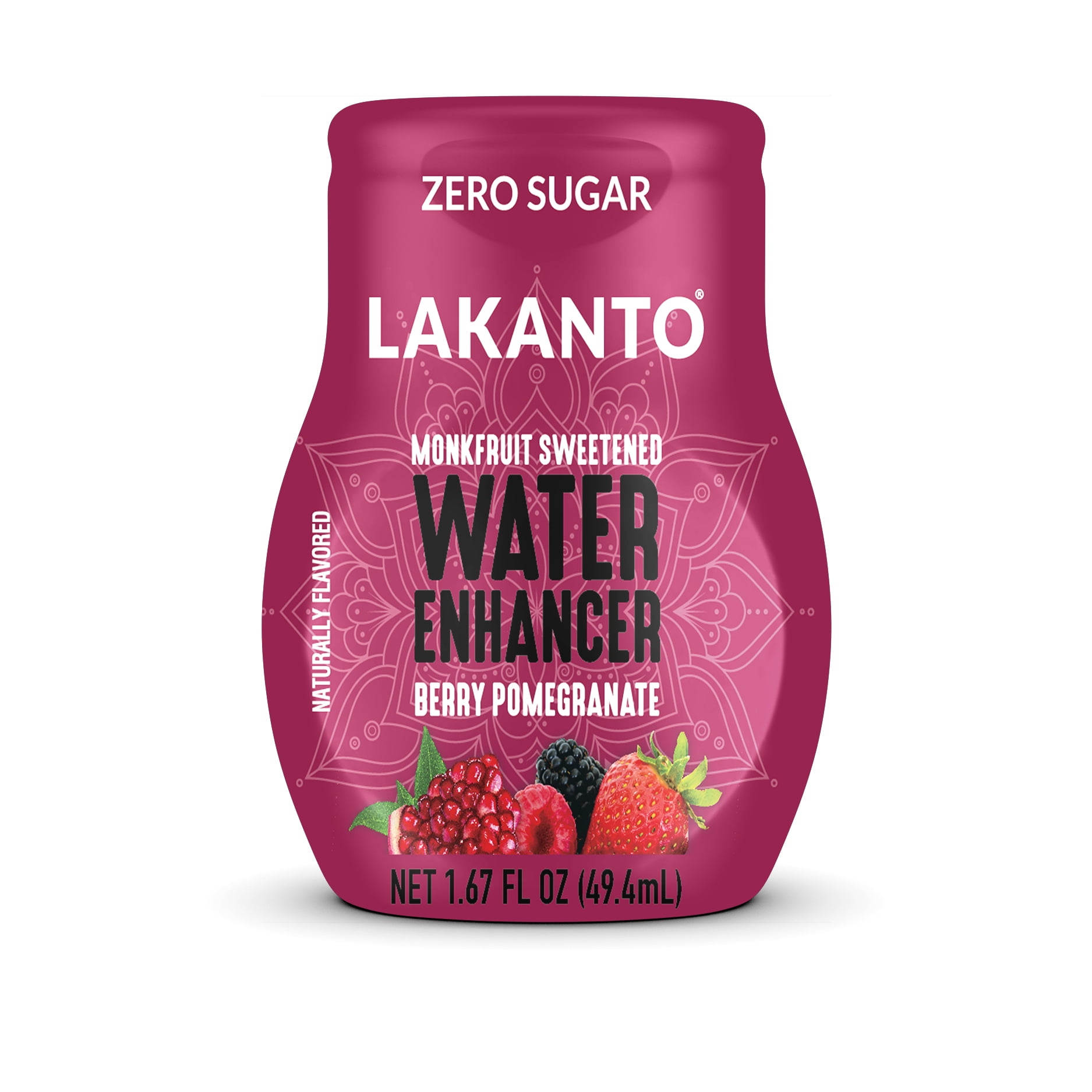 Lakanto Sugar Free Water Enhancer - Sweetened with Monk Fruit Sweetener and Erythritol, On the Go Liquid H2O Hydration, Zero Sugar, Naturally Flavored - Berry Pomegranate (1.67 fl oz - Pack of 6)
