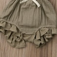 thumbnail image 3 of ITFABS Baby Girl Sleeveless Romper Ruffle Solid Color Square Beck Bow Jumpsuit, 3 of 5