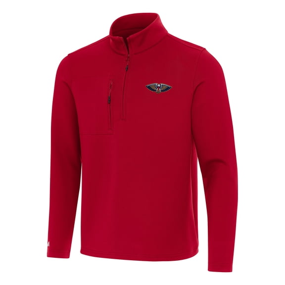 Men's Antigua  Red New Orleans Pelicans Insider Quarter-Zip Top