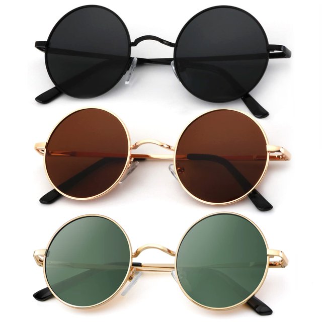 Gafas de sol KALIYADI redondas polarizadas retro de metal UV400 47 mm