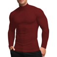 thumbnail image 4 of Camisa de compresión Queerier para hombre, cuello alto, manga larga, color rojo, 4 of 9
