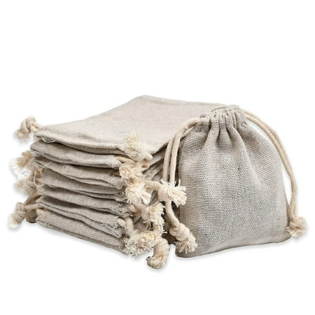 50Pcs Canvas Drawstring Small Cloth Bag, Jewelry Pouch Muslin Gift Bag with String, Reusable Grocery Shopping Produce Burlap Fabric Bags (2.75x4 inch)