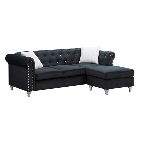 Glory Furniture Raisa Sofa Chaise in Black Color
