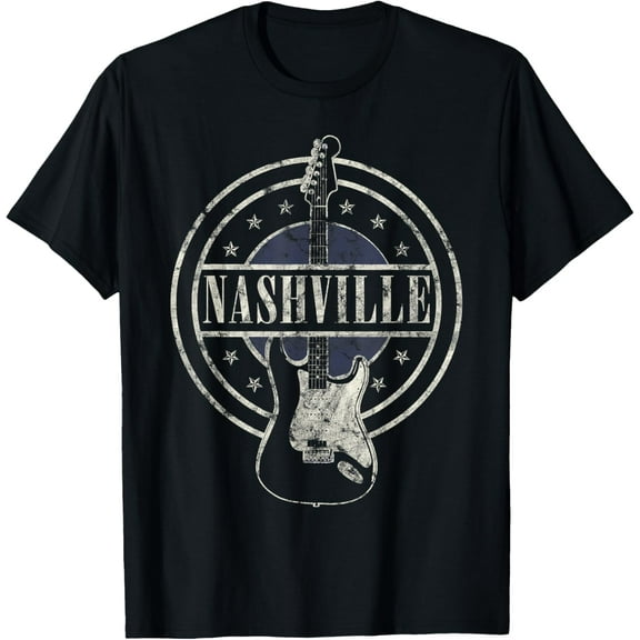 Vintage Nashville Souvenir Rock and Roll Guitar Player T-Shirt Tops Tee