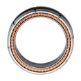 thumbnail image 3 of Men's Black and Sandblast Finish Sapphire Tungsten 8mm, IP Rose Gold and Steel Strips Interior and Edge Comfort Fit Wedding Band, Size 12, 3 of 8