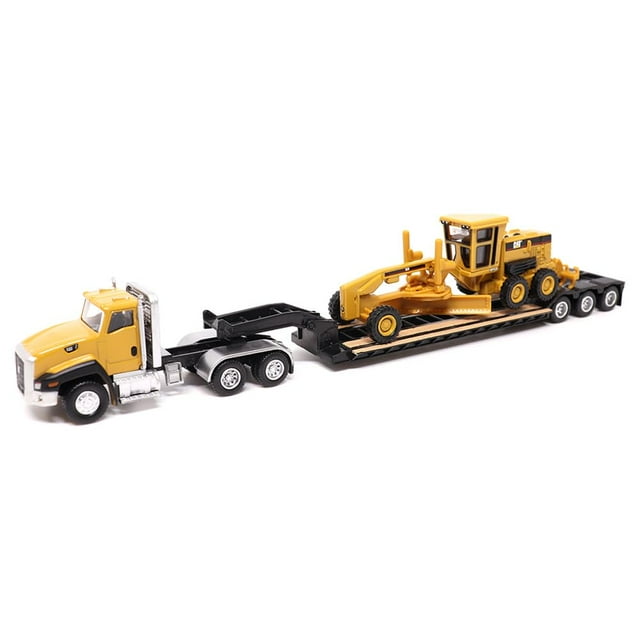 Tractor Diecast Masters Cat CT660 de cabina diurna a escala 1:87 con Lowboy