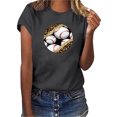 thumbnail image 1 of Gibobby Camiseta de manga corta para mujer Mujeres Casual Béisbol Impresión Mangas Cuello Redondo Camiseta Suelta Blusa Tops(Gris oscuro,CH), 1 of 4