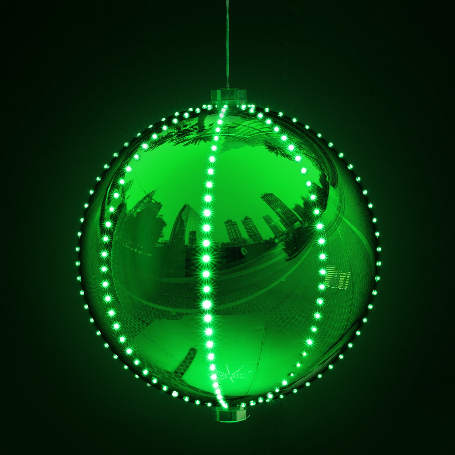 Alpine Corporation 13" Light-Up Hanging Ball Holiday Ornament, Green