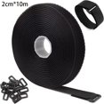 thumbnail image 1 of 5/6/8/10M Adjustable Fastening Hook And Loop Straps With Buckles Free Cut Length Cord Straps For Sewing And Cable Wire Manageme 2cmX10m 50buckles Black, 1 of 6