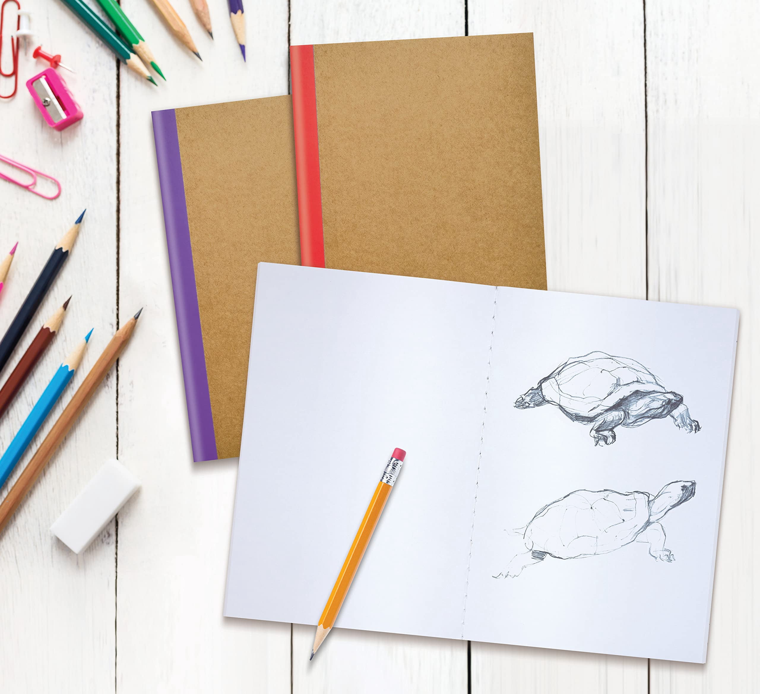 Better Office Products - Kraft notebook - stitched binding - A5 - 140 x 211 mm - 30 sheets / 60 pages - white paper - assorted color covers - paper (pack of 50)