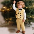 thumbnail image 3 of LYHaoo Boys Formal Three Piece Long Sleeve Shirt Trousers Vest Toddler Kids Wedding Party Dress Outfit Boys Pant Sets for School Casual Sizes (2-3 Years), 3 of 7