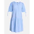 thumbnail image 4 of Terra & Sky Women’s Plus Tiered Midi Dress with Short Puff Tie Sleeves, Sizes 0X-5X, 4 of 4