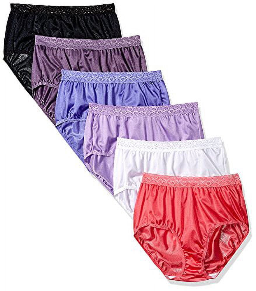 Fruit of The Loom Women's 6 Pack Nylon Brief Panties (Assorted, 6/Medium (Hips 38" - 39"))