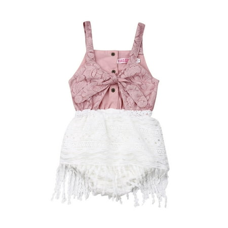 

Suanret Newborn Baby Girl Infant Lace Romper Bodysuit Jumpsuit Clothes Outfits Sunsuit Pink 6-12 Months