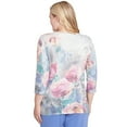 thumbnail image 2 of Alfred Dunner Womens Floral Brushstroke Beaded Split Neck Top, 2 of 4