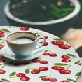 thumbnail image 2 of Ambesonne Fruit Fitted Round Tablecloth, Cherry Fruit Pattern, 40"- 44" Diameter, White Vermilion Green, 2 of 5
