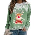 thumbnail image 4 of Sudaderas de Cuello Redondo de Navidad Para Mujer Otoño E Invierno Casual Navidad Elk Impreso Manga Larga Pulóver Blusa Tops Odeerbi ODB200309, 4 of 6