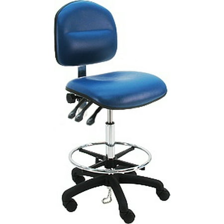- BenchPro Deluxe HD Vinyl Ergonomic ESD Anti Static Chair with Footring, Dark Blue