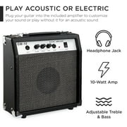 Best Choice Products Beginner Acoustic Electric Guitar Starter Set 41in w/ Wood Cutaway Design, Gig Bag - Black