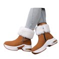 thumbnail image 3 of Gyexs Womens Winter Snow Boots Pointed Toe High Heel Winter Short Boots Comfortable Side Zipper Platform Sneakers Booties, Brown, Size 8, 3 of 8