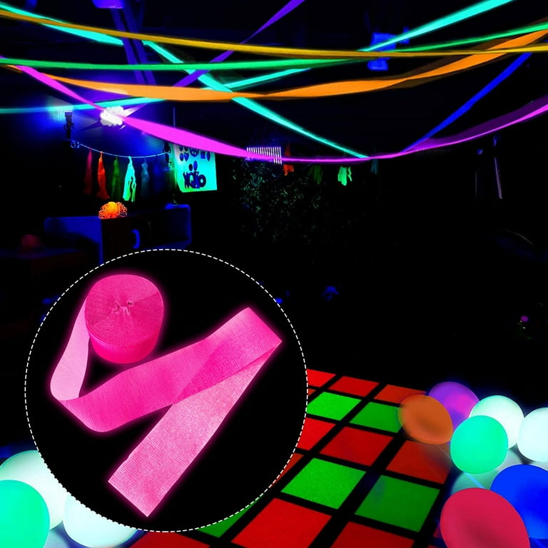 Party Decorations 1 Roll Glow Crepe Paper Fluorescent Neon Paper Streamers  For Wedding Birthday Neon Party Fiesta Party Prom Dance Party Photography  Hot Pink 