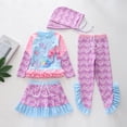 thumbnail image 2 of shoper Swimsuits for Teens Girls Long Sleeve Swimwear Cute Cartoon Print Scale Design Sun Four Piece Outfit Purple 4-5 Years, 2 of 6