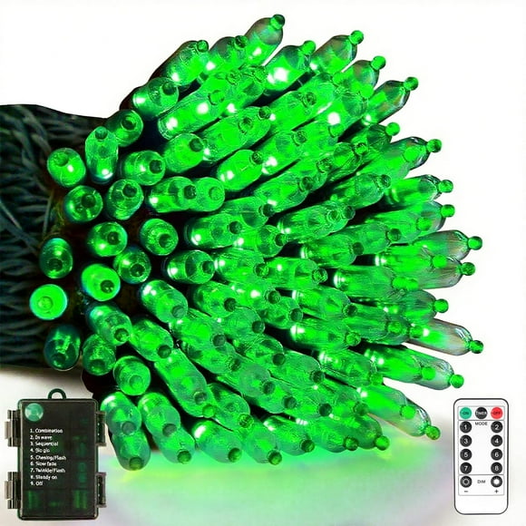 Cadena de luces VTECHOLOGY, 10 m, 100 LED, batería verde IP65