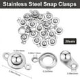 thumbnail image 2 of 1 Set 1 Box 20Pcs Snap Button Clasp 201 Stainless Steel Ball and Socket Snap Clasps with 2 Holes Fastener Flat Round for Jewelry Making Bracelet Necklace, 2 of 6