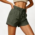 thumbnail image 2 of Women's Utility Shorts with Pockets, Casual Solid Color Elastic Waist Twill Shorts, Summer Lightweight Everyday Cuffed Hem Chino Basic Shorts, 2 of 8