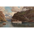 thumbnail image 2 of Henry Enfield 18x13 Black Ornate Wood Framed Double Matted Museum Art Print Titled - Fjord Landscape with Passenger Ship, 2 of 5