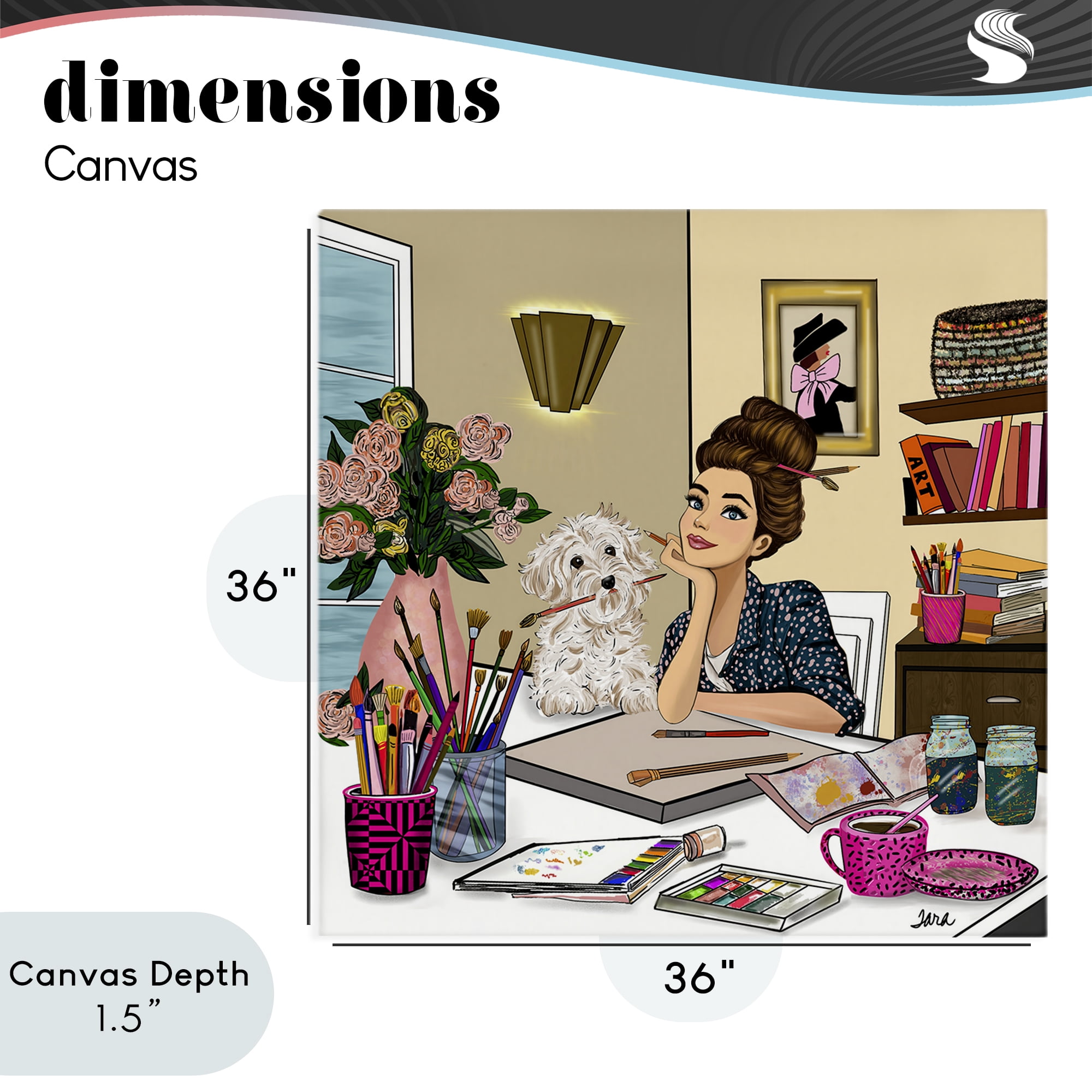 Stupell Industries Creative Art Girl at Desk Canvas Wall Art, design by Tara Boone