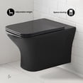 thumbnail image 4 of Carre Wall-Hung Toilet Bundle 0.8/1.6 GPF Dual Flush in Matte Black with Brass Flush Plate, 4 of 12