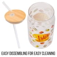 thumbnail image 3 of Silver Buffalo Gilmore Girls Luke's Diner Logo Vaso de vidrio con tapa de bambú y pajita de vidrio, 16 onzas, 3 of 5