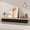 Black, variant on ANPOO Floating TV Stand with LED Lights, High Gloss Wall Mounted Media Console with Rounded Corners & Storage Drawers, Modern Entertainment Center