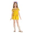 thumbnail image 5 of HNMKIU Halloween Clothes Girls Off Shoulder Mexican Folk Jumpsuit Rose Day Of The Dead Outfit Elegant Fancy Dress Party Wear Yellow,5-6 Years, 5 of 7